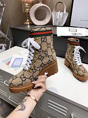 Gucci Women's GG Wool Ankle Boots Khaki - Heel height 6cm - 5