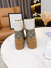 Gucci Women's GG Platform High Block Heel Ankle Boots White- Heel height 6cm - 4