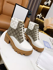 Gucci Women's GG Platform High Block Heel Ankle Boots White- Heel height 6cm - 3