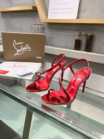 Christian Louboutin Red Patent Leather Rosalie Sandals - Heel height: 10.5cm