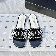Chanel Chanel White/Black Quilted Pearl Embellished CC Flats - 1