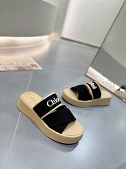 Chloé Mila logo canvas flatform sliders Black  - 2