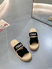 Chloé Mila logo canvas flatform sliders Black  - 5