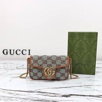 Gucci Women's Metallic GG Marmont Super Mini Canvas Shoulder Bag Light Blue - 16.5 × 9.5 × 4.5.