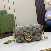 Gucci Women's Metallic GG Marmont Super Mini Canvas Shoulder Bag Light Blue - 16.5 × 9.5 × 4.5. - 3