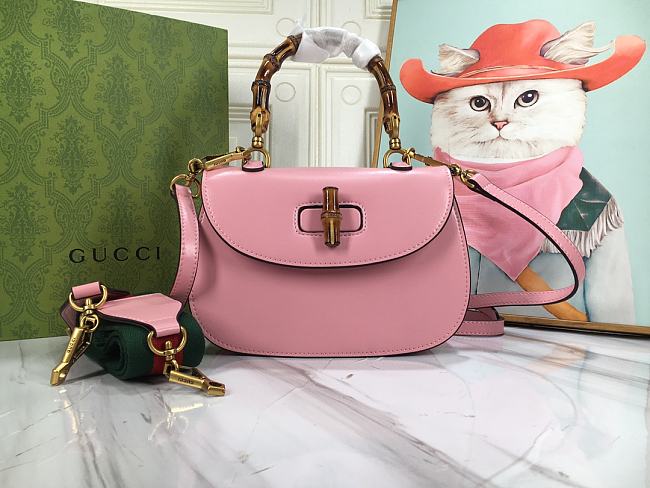Gucci Bamboo 1947 small top handle bag Pink - 675797 10ODT 5467 - size: 21x 15x 7cm - 1