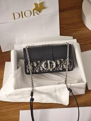 Dior 30 Montaigne Top Handle Bag Blue Oblique Jacquard and Smooth Calfskin - 21x12x6 cm - 1