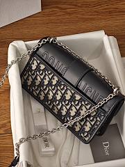 Dior 30 Montaigne Top Handle Bag Blue Oblique Jacquard and Smooth Calfskin - 21x12x6 cm - 3