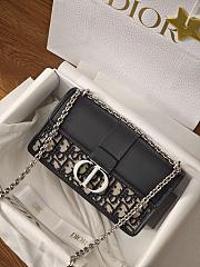 Dior 30 Montaigne Top Handle Bag Blue Oblique Jacquard and Smooth Calfskin - 21x12x6 cm - 2