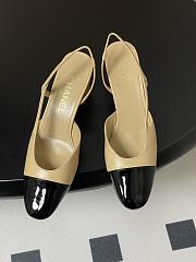Chanel Beige & Black Slingback Sandals - size 6.5cm - 5