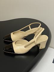 Chanel Beige & Black Slingback Sandals - size 6.5cm - 3