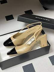 Chanel Beige & Black Slingback Sandals - size 6.5cm - 2