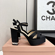Miu Miu Silk Crystal Embellished Black - Heel Height: 10cm - 2