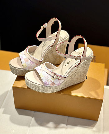 LV Helios Wedge Sandal Light Pink - Heel Height: 12.5cm, 3.5 cm waterproof platform