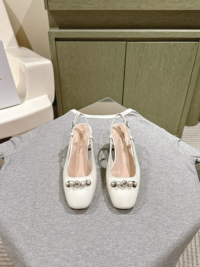 Dior Paris Slingback Pump White Patent - Height: 5.5cm - 1
