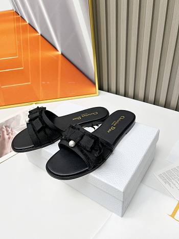 Dior Adiorable Slide Black Fringed Grosgrain