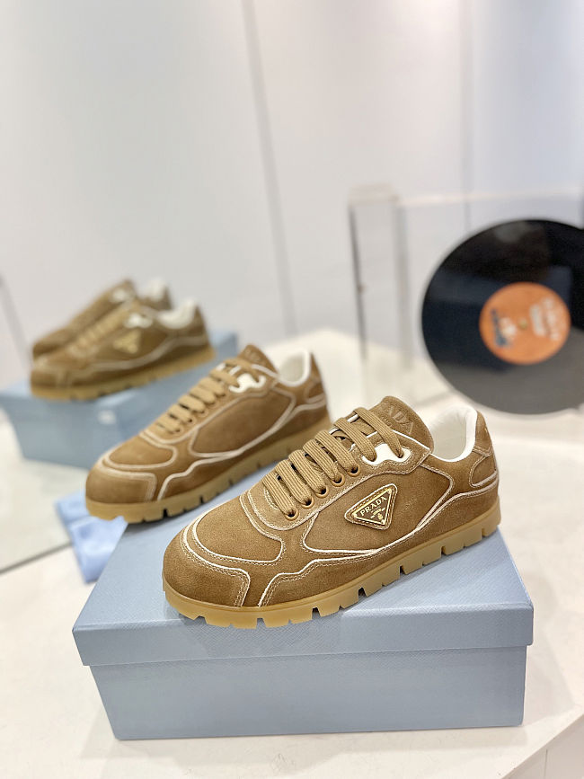 Prada Cinnamon coloured suede Trail Sneakers - 1