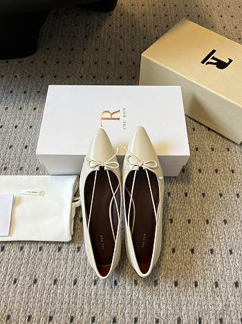 The Row Claudette Bow leather ballet flats White