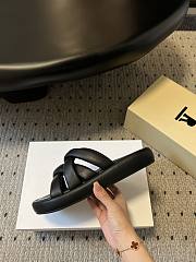 The Row Black Leather Slides  - 4