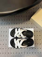 The Row White Leather Slides - 4