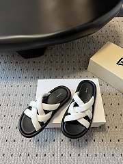 The Row White Leather Slides - 2