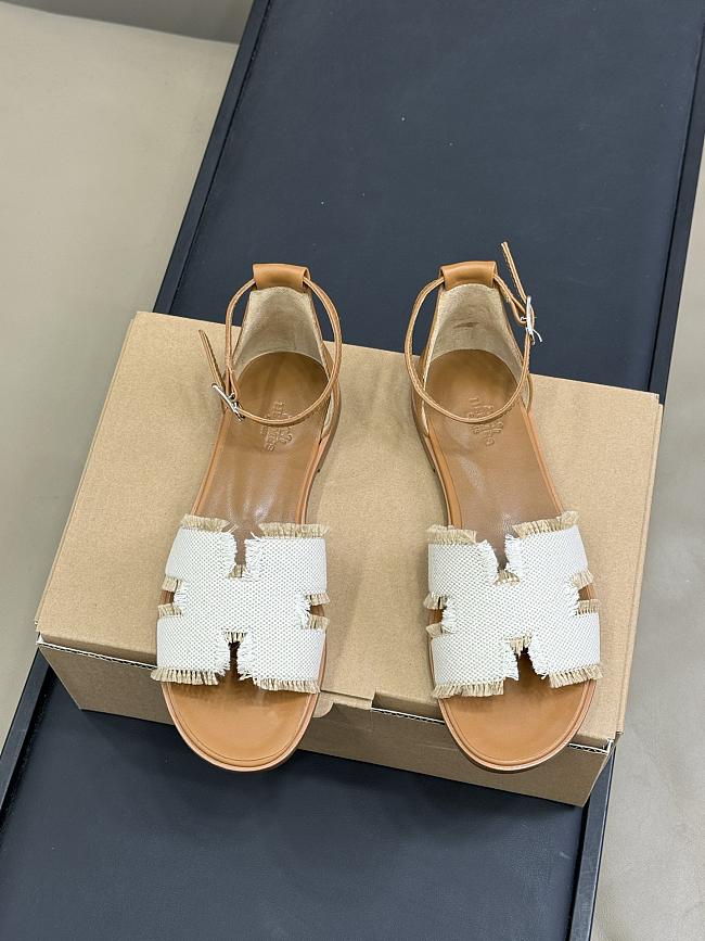 Hermes Women Santorini Sandal in Beign - 1