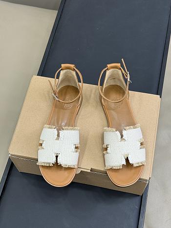 Hermes Women Santorini Sandal in Beign