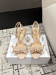 Dior Adiorable Heeled Sandal Embroidered Cotton Nude - Heel Height 8cm - 1