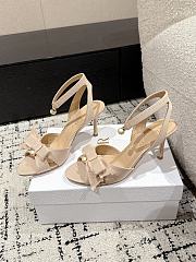 Dior Adiorable Heeled Sandal Embroidered Cotton Nude - Heel Height 8cm - 5