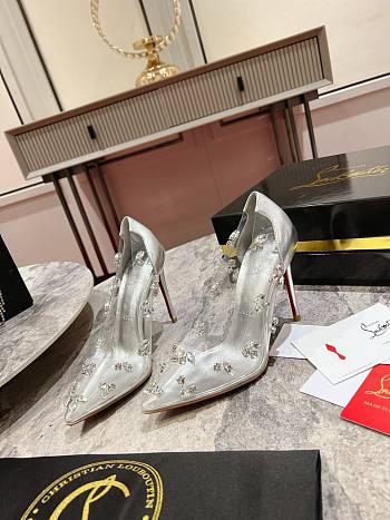 Christian Louboutin Degraqueen embellished PVC pumps in Siver - Heel Height 8.5cm