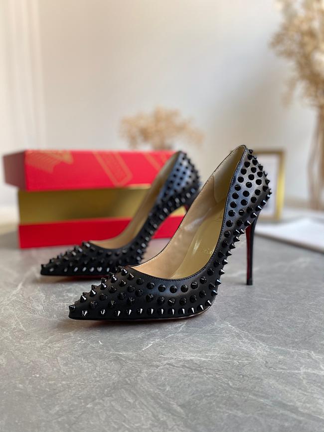 Christian Louboutin Pigalle Spikes In Black Lambskin - Heel Height: 8.5cm - 1