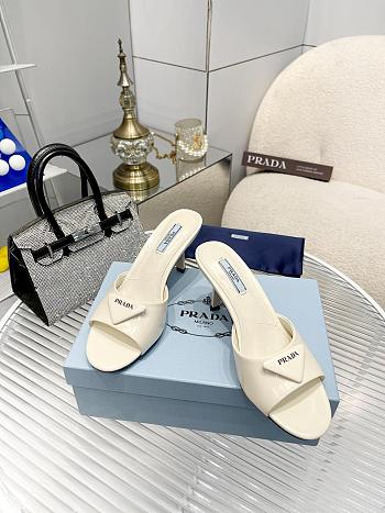 Prada Heeled Sandals in White Brushed Leather - Heel Height: 7.5cm