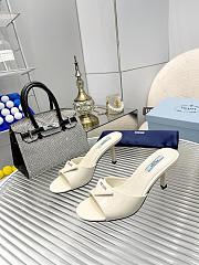 Prada Heeled Sandals in White Brushed Leather - Heel Height: 7.5cm - 2