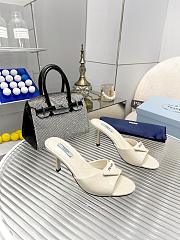 Prada Heeled Sandals in White Brushed Leather - Heel Height: 7.5cm - 3