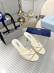 Prada Heeled Sandals in White Brushed Leather - Heel Height: 7.5cm - 4