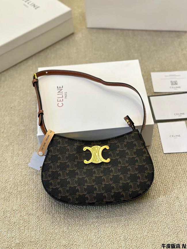 CELINE MEDIUM TILLY BAG IN Triomphe canvas and calfskin Brown - size: 23x14cm - 1