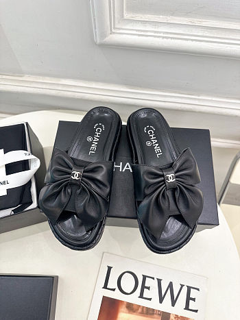 Chanel Double C Thick-soled Slippers Black - Height: 3cm