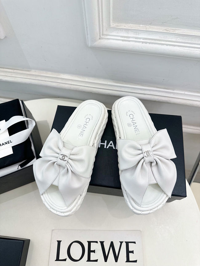 Chanel Double C Thick-soled Slippers White - Height: 3cm - 1
