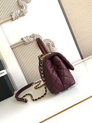 Chanel Burgundy Quilted Caviar Leather and Lizard Small Coco Handle Bag - size; 19x13x9cm - 4