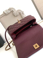 Chanel Burgundy Quilted Caviar Leather and Lizard Small Coco Handle Bag - size; 19x13x9cm - 5