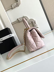 Chanel Pink Quilted Caviar Leather and Lizard Small Coco Handle Bag - size: 19x13x9cm - 5