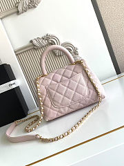 Chanel Pink Quilted Caviar Leather and Lizard Small Coco Handle Bag - size: 19x13x9cm - 4