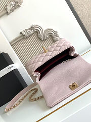 Chanel Pink Quilted Caviar Leather and Lizard Small Coco Handle Bag - size: 19x13x9cm - 2