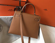 Hermes Kelly Handbag in Gold and Brown : size 25cm - 4