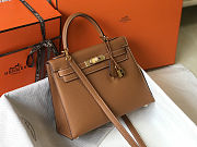 Hermes Kelly Handbag in Gold and Brown : size 25cm - 3