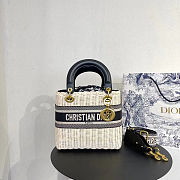 Dior Lady Bag Medium  Natural Wicker And Black Dior Obique Jacquard - size: 24×20×11cm - 1