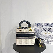 Dior Lady Bag Medium  Natural Wicker And Black Dior Obique Jacquard - size: 24×20×11cm - 3