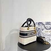 Dior Lady Bag Medium  Natural Wicker And Black Dior Obique Jacquard - size: 24×20×11cm - 4
