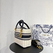 Dior Lady Bag Medium  Natural Wicker And Black Dior Obique Jacquard - size: 24×20×11cm - 2