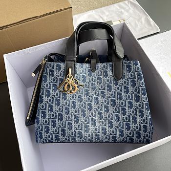 Dior Toujours Bag Blue Denim Dior Oblique Jacquard - size: w28.5×h21.5×d17cm
